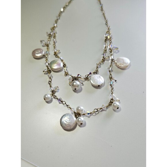 **Sale** DOL 2 strand cut AB crystals and pearl necklace - Picture 1 of 11
